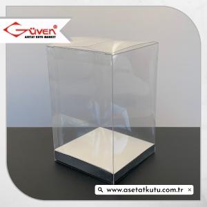 8x8x12 Gümüş İç Yükselticili Otomatik Asetat Kutu
