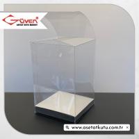 8x8x12 Gümüş İç Yükselticili Otomatik Asetat Kutu