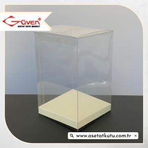 8x8x12 Krem İç Yükselticili Otomatik Asetat Kutu