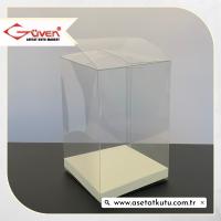 8x8x12 Krem İç Yükselticili Otomatik Asetat Kutu