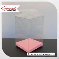 8x8x12 Pembe İç Yükselticili Otomatik Asetat Kutu
