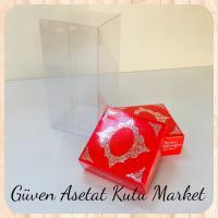 8x8x16 Asetat, Çift Taraflı Kırmızı Üzerine Gümüş Saray Desenli Kutu