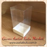 8x8x16 Asetat, Tek Taraflı Beyaz Karton Kutu