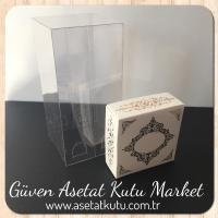 8x8x16 Asetat, Tek Taraflı Beyaz Üzerine Gold Saray Desenli Kutu