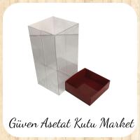 8x8x16 Asetat, Tek Taraflı Bordo Karton Kutu