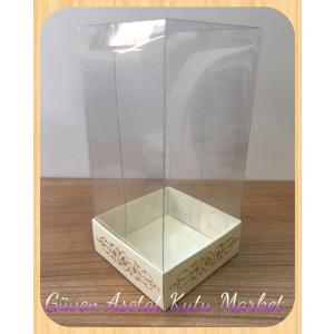 8x8x16 Asetat, Tek Taraflı Krem Üzerine Gold Saray Desenli Kutu