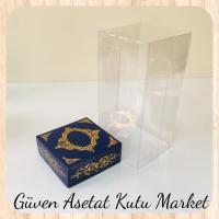 8x8x16 Asetat, Tek Taraflı Lacivert Üzerine Gold Saray Desenli Kutu