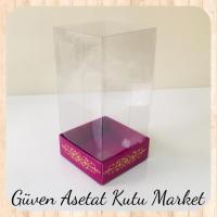 8x8x16 Asetat, Tek Taraflı Mor Üzerine Gold Saray Desenli Kutu