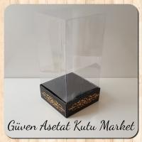 8x8x16 Asetat, Tek Taraflı Siyah Üzerine Gold Saray Desenli Kutu