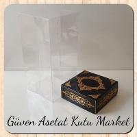 8x8x16 Asetat, Tek Taraflı Siyah Üzerine Gold Saray Desenli Kutu