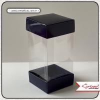 8x8x16 Asetat, Çift Taraflı Lacivert Üzerine Gümüş Saray Desenli Kutu