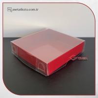 8x8x2 Altı Bordo Karton Üstü Asetat Kutu