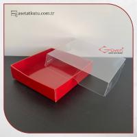 8x8x2 Altı Bordo Karton Üstü Asetat Kutu