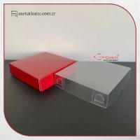 8x8x2 Altı Bordo Karton Üstü Asetat Kutu