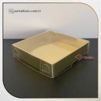 8x8x2 Altı Gold Metalize Karton Üstü Asetat Kutu