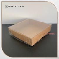 8x8x2 Altı Koyu Kraft Karton Üstü Asetat Kutu