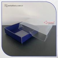 8x8x2 Altı Lacivert Karton Üstü Asetat Kutu