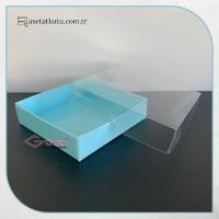 8x8x2 Altı Mavi Karton Üstü Asetat Kutu