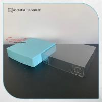 8x8x2 Altı Mavi Karton Üstü Asetat Kutu