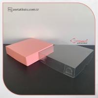 8x8x2 Altı Pembe Karton Üstü Asetat Kutu