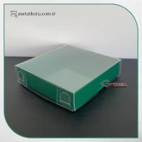 8x8x2 Altı Yeşil Karton Üstü Asetat Kutu