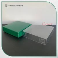 8x8x2 Altı Yeşil Karton Üstü Asetat Kutu