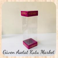 8x8x20 Asetat, Çift Taraflı Mor Üzerine Gold Saray Desenli Kutu