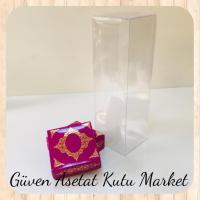 8x8x20 Asetat, Çift Taraflı Mor Üzerine Gold Saray Desenli Kutu