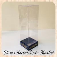 8x8x20 Asetat, Tek Taraflı Lacivert Üzerine Gold Saray Desenli Kutu