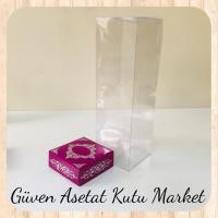 8x8x20 Asetat, Tek Taraflı Mor Üzerine Gümüş Saray Desenli Kutu