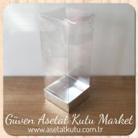 8x8x20 Asetat Tek Taraflı Gümüş Kutu