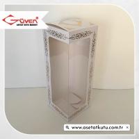 8x8x21 Beyaz Üzeri Gold Saray Desenli, Pencereli Karton Kutu