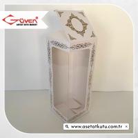 8x8x21 Beyaz Üzeri Gold Saray Desenli, Pencereli Karton Kutu