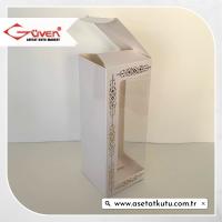 8x8x21 Beyaz Üzeri Gold Saray Desenli, Pencereli Karton Kutu