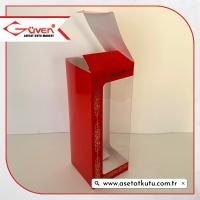 8x8x21 Kırmızı Üzeri Gold Saray Desenli, Pencereli Karton Kutu