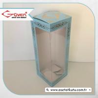 8x8x21 Mavi Üzeri Gold Saray Desenli, Pencereli Karton Kutu
