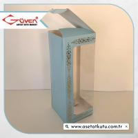 8x8x21 Mavi Üzeri Gold Saray Desenli, Pencereli Karton Kutu