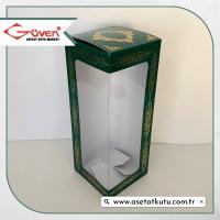 8x8x21 Yeşil Üzeri Gold Saray Desenli, Pencereli Karton Kutu