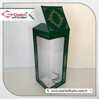 8x8x21 Yeşil Üzeri Gold Saray Desenli, Pencereli Karton Kutu