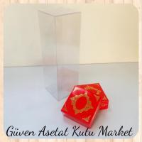 8x8x25 Asetat, Çift Taraflı Kırmızı Üzerine Gold Saray Desenli Kutu