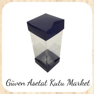 8x8x25 Asetat, Çift Taraflı Lacivert Kutu