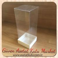 8x8x25 Asetat, Tek Taraflı Beyaz Karton Kutu