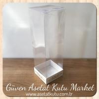 8x8x25 Asetat, Tek Taraflı Beyaz Üzerine Gold Saray Desenli Kutu