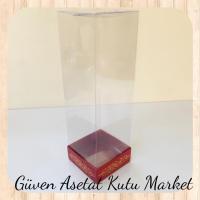 8x8x25 Asetat, Tek Taraflı Bordo Üzerine Gold Saray Desenli Kutu