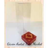 8x8x25 Asetat, Tek Taraflı Bordo Üzerine Gold Saray Desenli Kutu