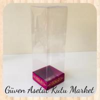 8x8x25 Asetat, Tek Taraflı Mor Üzerine Gold Saray Desenli Kutu