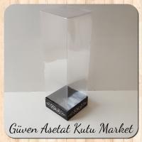 8x8x25 Asetat, Tek Taraflı Siyah Üzerine Gümüş Saray Desenli Kutu