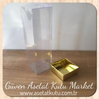 8x8x25 Asetat Tek Taraflı Gold Kutu