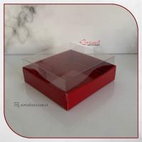 8x8x3 Altı Bordo Karton Üstü Asetat Kutu (İçten Kapanan)
