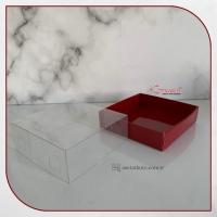 8x8x3 Altı Bordo Karton Üstü Asetat Kutu (İçten Kapanan)